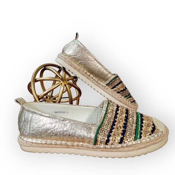 Patrizia by Spring Step Slip On Espadrilles Gold Metallic Colorful Flats Size 39 - Picture 1 of 17